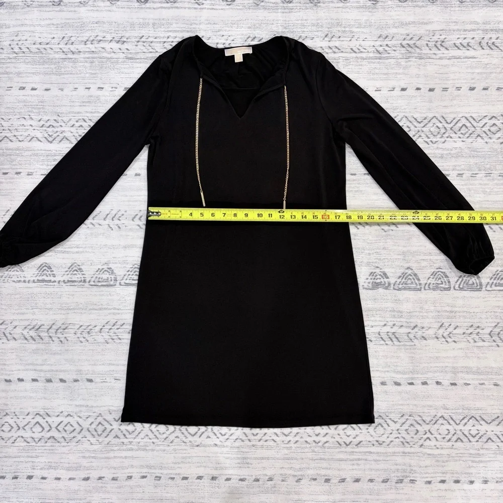 Michael Kors Black Dress S Elegant Sleek Chic Gold Chain Mobwife Lightweight